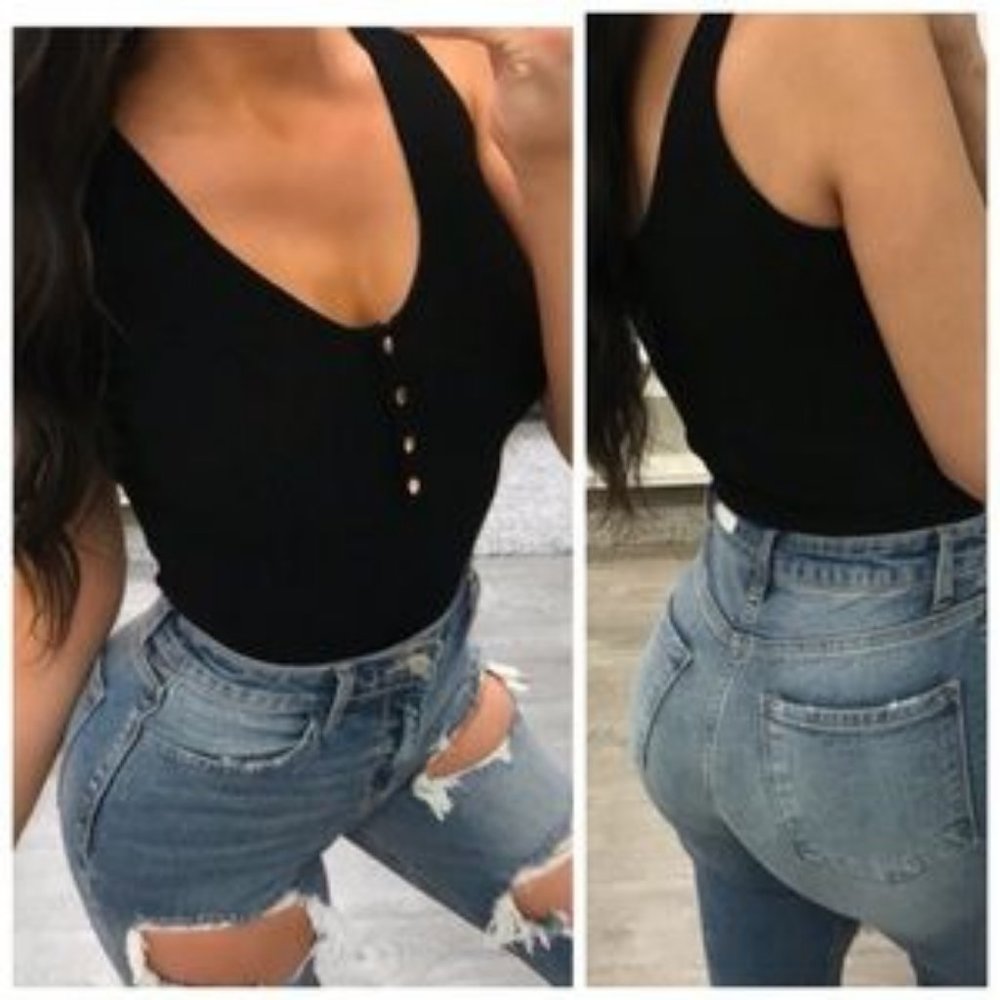 Black Snap Bodysuit (M)